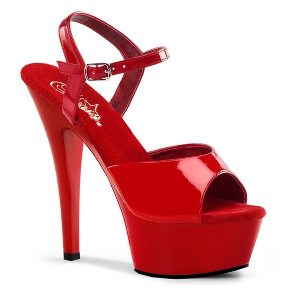 Pleaser Kiss 209 Platform Stiletto Heels - Red Patent - Picture 1 of 5